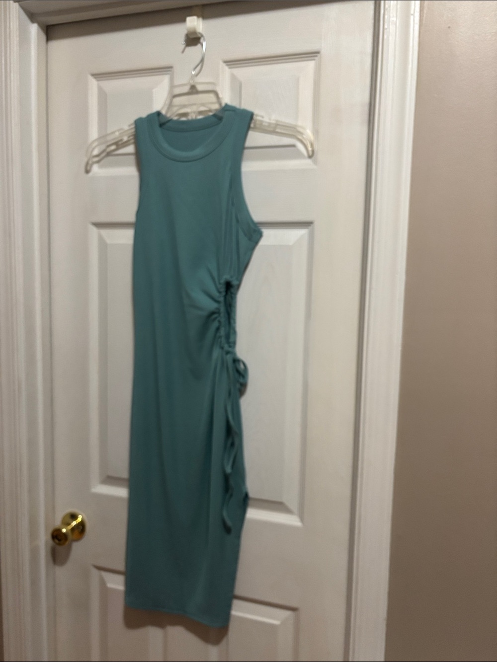 Sleeveless Side-Tie Midi Dress in Teal